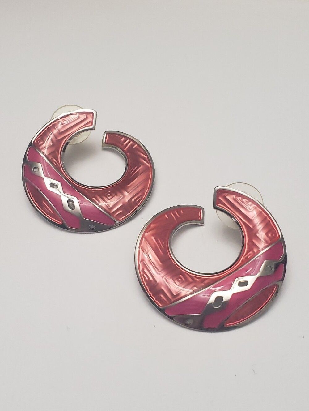 Vintage EDGAR BEREBI Art Deco Enameled Swirl Pierced Earrings